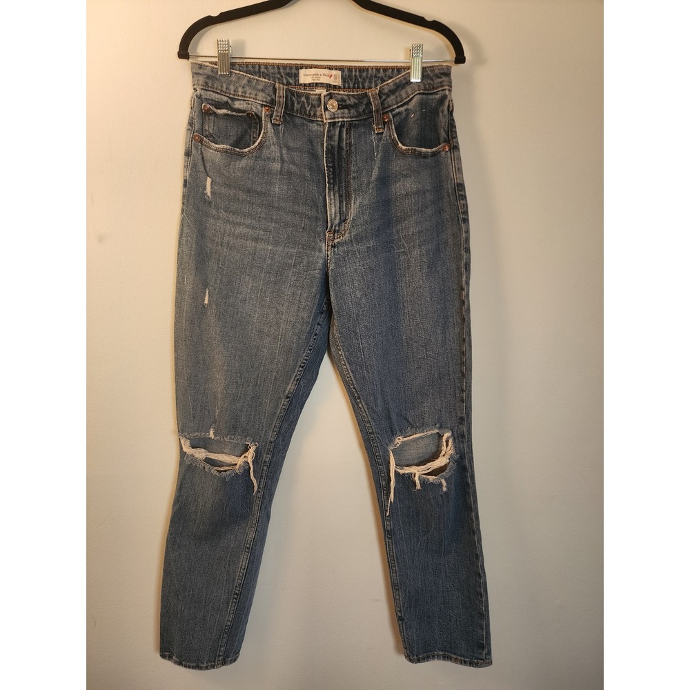 Abercrombie & Fitch Curve Love High Rise Skinny Jeans Distressed Blue 30/10R
